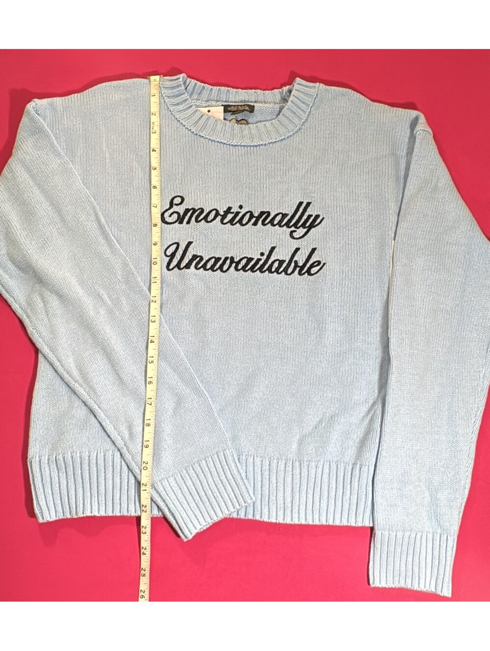 Wild Fable Sweater – Light Blue Knit “Emotionally Unavailable” Crewneck Size M